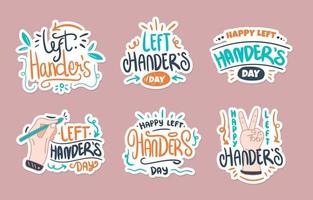 Happy Left Handers Sticker Set vector