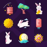 Mid Autumn Icon Collection vector