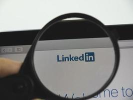 LinkedIn logo on a web page, illustrative editorial photo