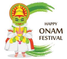 Kathakali dancer. Happy Onam festival vector