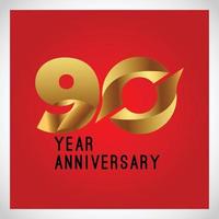 Color de ilustración de diseño de plantilla de vector de logotipo de aniversario de 90 años