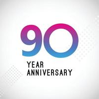 90 Year Anniversary Logo Vector  Illustration White Color