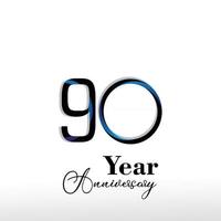 90 Year Anniversary Logo Vector  Illustration White Color