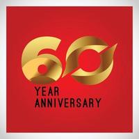 60 Year Anniversary Logo Vector Template Design Illustration Color