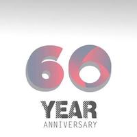 60 Year Anniversary Logo Vector  Illustration White Color