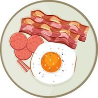 Top view of breakfast set on a dish isolated vector