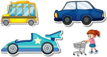 Random stickers with transportable vehicle objects vector