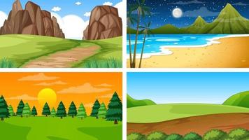 Four different scene of nature park and forest vector