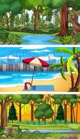 Conjunto de escenas horizontales de diferente naturaleza. vector