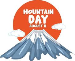 monte fuji con el día de la montaña el 11 de agosto banner de fuente vector