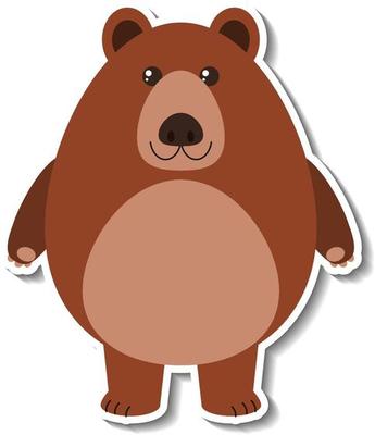 A cute grizzly bear cartoon animal sticker