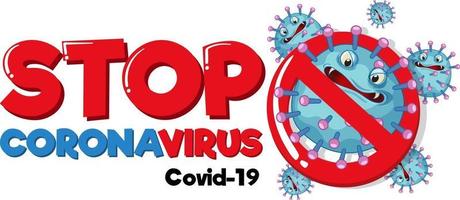 Detener banner de coronavirus con carácter de coronavirus sobre fondo blanco. vector