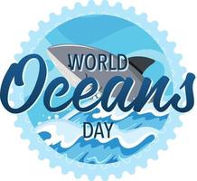 World Ocean Day banner with a big shark cartoon background vector