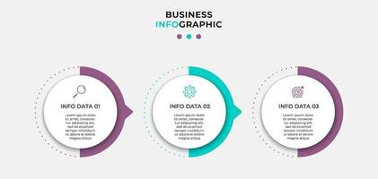 Plantilla de negocio de diseño infográfico con iconos y 3 opciones. vector