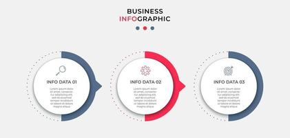 Plantilla de negocio de diseño infográfico con iconos y 3 opciones o pasos. vector