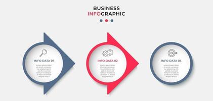 Plantilla de negocio de diseño infográfico con iconos y 3 opciones o pasos. vector