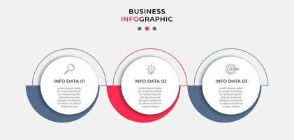 Plantilla de negocio de diseño infográfico con iconos y 3 opciones o pasos. vector