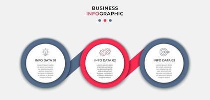 Plantilla de negocio de diseño infográfico con iconos y 3 opciones o pasos. vector