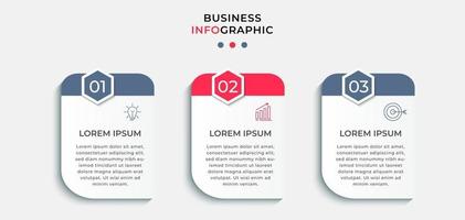 Plantilla de negocio de diseño infográfico con iconos y 3 opciones o pasos. vector