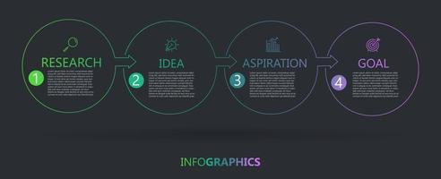 vector de plantilla de diseño infográfico con iconos y 4 opciones o pasos