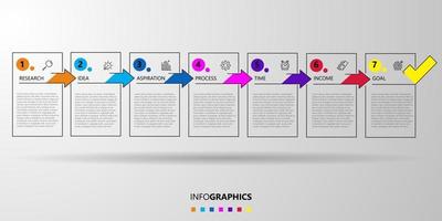 vector de plantilla de diseño infográfico con iconos y 7 opciones o pasos