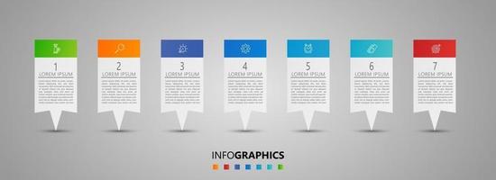 vector de plantilla de diseño infográfico con iconos y 7 opciones o pasos