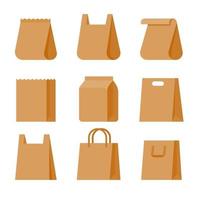 Shopping paper bags. Colorful paper bags for supermarket products. vector