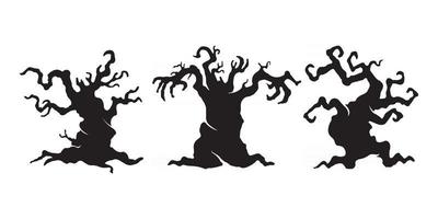 Scary haunted tree. Halloween Ghost Tree Silhouette Vector. vector