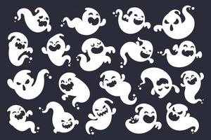 un fantasma malvado blanco de dibujos animados que se divierte acechando a la gente en Halloween. vector