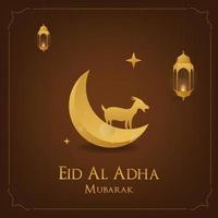 lujo eid al adha mubarak con tema dorado. vector