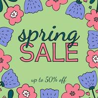 Vector spring sale advertisement template with spring floral elements