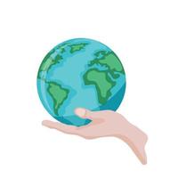 Hand holding our mother earth vector