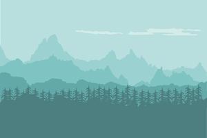 fondo de paisaje de montañas con bosque vector