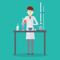 Vector design of scientist in his chemistry lab
