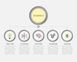 Plantilla de diseño infográfico moderno con elemento de 5 pasos. vector