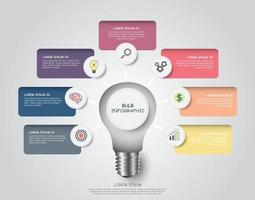 Bulb Infographics 7 step element. graphic chart diagram vector