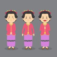 personaje de west nusa tenggara con varias expresiones vector