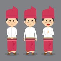 personaje de west nusa tenggara con varias expresiones vector