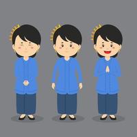 Sundanese Indonesia Character with Various Expression vector