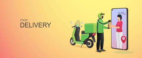 Mobile online food delivery concept. vector