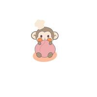 cute monkey chef mascot illustration vector