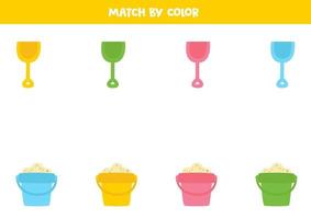 Color matching game for preschool kids. Match shovels. vector