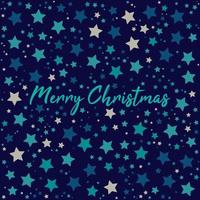 Merry Christmas Greeting Card with Lettering and Stars vector