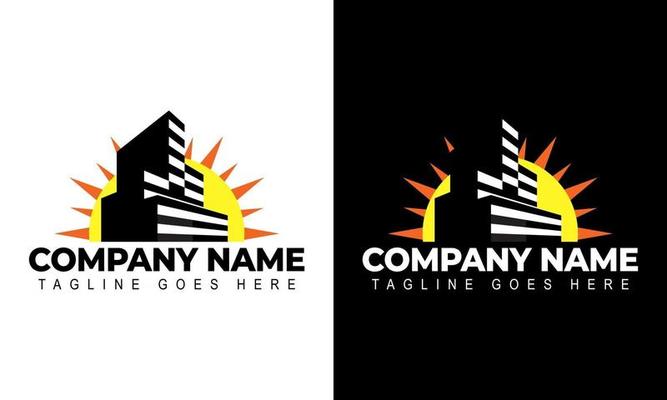 Building And Sun Concept Logo Design Creative Inspiration Vector Art At Vecteezy