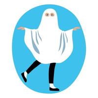 Kid dressed as a ghost for a carnival halloween party. vector