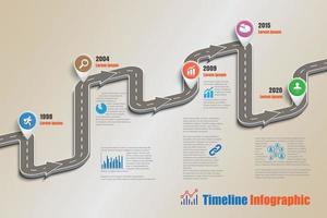 Ilustración de vector de infografía de puntero de línea de tiempo de hoja de ruta empresarial