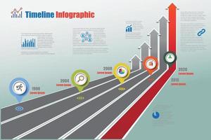 Ilustración de vector de infografía de crecimiento de línea de tiempo de hoja de ruta empresarial
