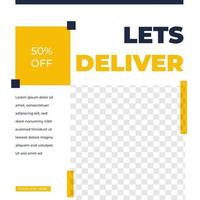 Courier Delivery feed design social media post template vector