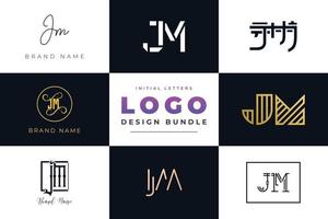 conjunto de letras iniciales de colección diseño de logotipo jm. vector
