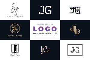 Set of collection Initial Letters JG Logo Design. vector